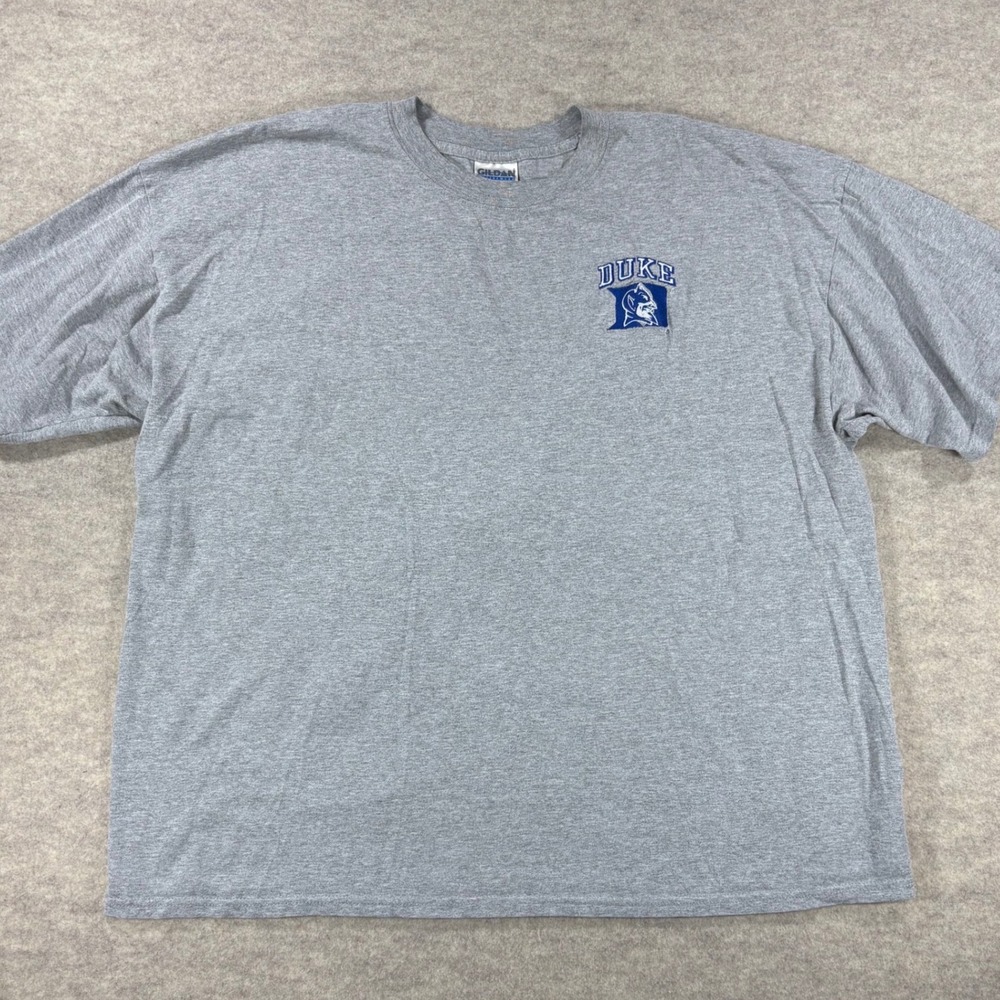 Gildan Duke Blue Devils Embroidered T-Shirt Mens XXL Gray Ultra Cotton Tee